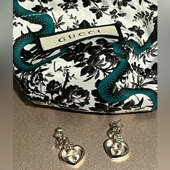GUCCI Love Britt Double G Heart Drop Earrings